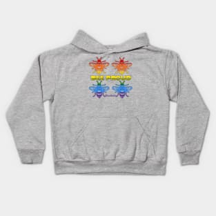 BEE PROUD. Celebrate Manchester Pride with this rainbow coloured bee design Kids Hoodie